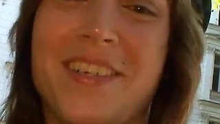 Gina does blowjob while the couple fucks