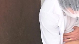 Doctor and Nurse Can't Resist and Have Sex in the Hospital Bathroom During Their Shift
