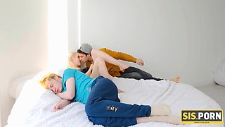 SISPORN. Teenager platinum-blonde has hump with bro near her eased boyfriend