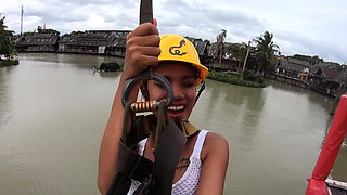 Zipline fun and hot sex at home after