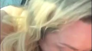 Jaw-Dropping platinum-blonde lady is softly deep-throating a ample, black salami in the truck, like a real professional