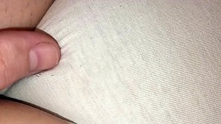 Spit and rub hairy hot pussy with cameltoe