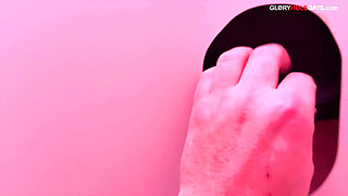 Married Man Only Finishes at the Gloryhole - When His Cock Is Tied