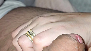 Step mom hand slip on step son small dick