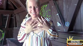 Bigtitted blonde bae doggystyled outdoor