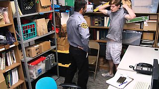 Bearded daddy mall cop fucks straight boy shoplifter hard