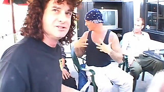 Sexy red hair big boobs babe double penetrated anal foursome...cum in mouth