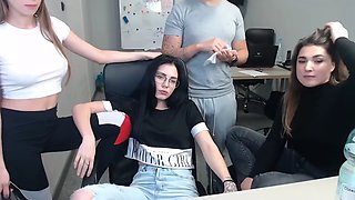 Beautifull teen sister masturbates in front of her gamer brother