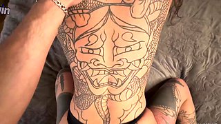 Tattooed model Marseline Black humped in gonzo porn -