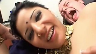 Chubby babe from India gets down with her first American cock