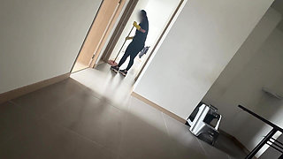 Cute Petite Maid Jerks off Boss and Then Fucks Her Master Part 1