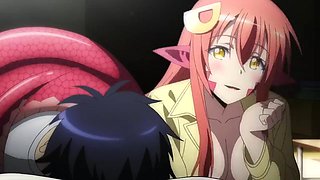 Busty hentai serpent lady has her way with a teen in his bedroom Monster Girls ep1