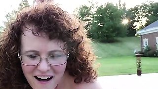 Chubby Redhead Milf Gets Fucked Outside By The Pool