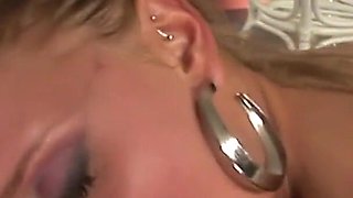 Anal loving blonde slut with small tits has a threesome