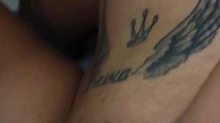 MILF Covered with Tattoo Dress in Maid Ready to Go Work Get a Quick Creampie in the Bathroom