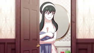 Busty Naked Step Sister Wants To Wash The Back of Stepbro - HENTAI X Family (UNCENSORED)