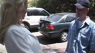 Blonde Milf Neatly Shaved Cunt Is Fucked On A Lawn Chair By A Stud With Samantha Taylor