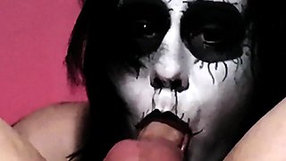 Black Metal Goth Deepthroats so Good That She Gets Two Throatpies