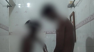 Cute Indian GF & BF Bathing Sucking Fucking Together