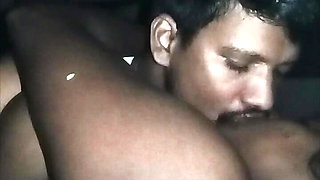 Indian wife big tits boobs pressing ass and kissing