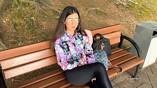 Picked up a hotty on the street, fucked and jizz on her glasses