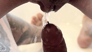 Femdom Mistress Pisses on Slaves Cock