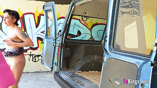 Woman Begging on the Street While Playing Guitar. Then Agrees to Fuck in a Car