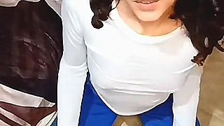 Sexy Latina Girl on Her Knees Asking You to Fill Her Mouth with Milk