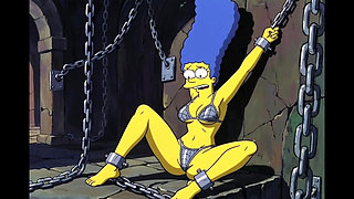 Slut in Chains Takes His Cum. Erotic Fantasy. Cartoon Parody of the Simpsons
