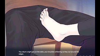Lusty instructor in a restaurant gives a naughty footjob (Part 3)