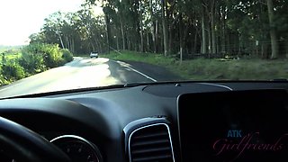 Small tit brunette amateur tugs on a big willie