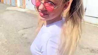 Schoolgirl blasted on porch, screwed and dirty.