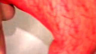 Hot Blonde Babe in Black Nylons Masturbates Solo