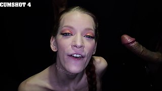 Hot slut Erin Everheart swallows a huge load of cum through a gloryhole.