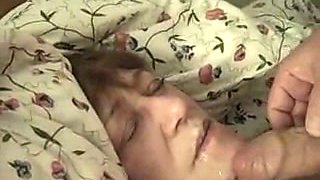 Drunk mother-in-lwa gives me some head and takes facial