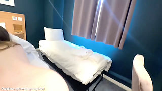 HOT young chick getting fucked RAW in the hotel room, bareback hardcore fuck, no protection, no condom sex, cum in her pussy