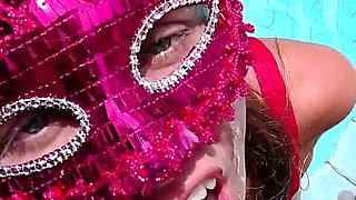 Amateur Hotwife Gets a Messy Facial by the Pool