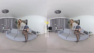 Stephanie Bonham Carter - Sexy Stockings; Amazing Legs on a Hot Pornstar in a VR Striptease