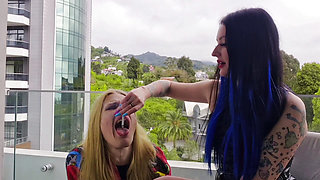 Smoking fetish. Human ashtray for Dominatrix Nika