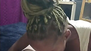 Black Girl with Braided Hair Suck Daddies Cock & Rides Him in a Yello Dress