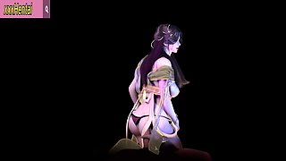 Beauty Lady Serve Deepthroat - 3D Animation