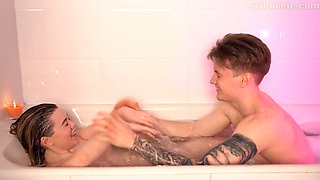 Step sister and step brother fuck in the bathroom while parents are not at home