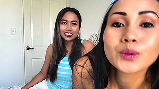 Thai lesbian MILF GFs big ass strapon