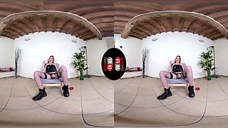 Luscious Miss Venere Shows You Her Fifteen-Inch Strap-On Dildo - Hot Redhead Domme In Latex Foot Fetish Vr