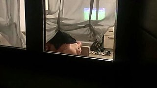 Naughty Neighbors Caught Fucking Through Open Window - Blowjob, Cowgirl, Doggy Style with Ass Cumshot