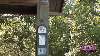 Petite Tatted Freak Gets Naked at a Public Park