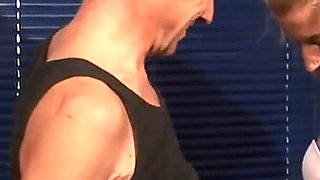 Old guy gets his cock sucked by pretty young babe