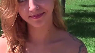 Inked babe gets fuck in a threesome