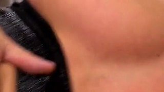 Nasty blonde gives a hard piss in the bathroom to her fucker