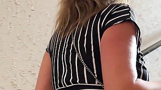 Big Tits MILF Julia North Flashing and a Blowjob in a Coffee Shop Toilet